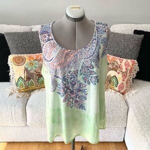 ONE WORLD Multicolor Paisley Tank Top